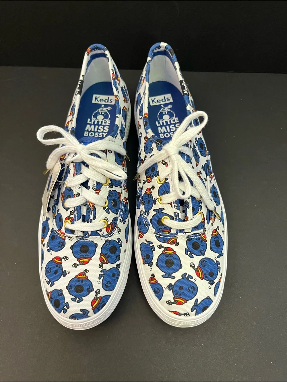 Keds x Little Miss Bossy sneakers.Special edition.Blue & white print. NIB.Size 9